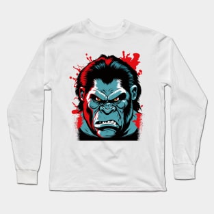 Angry Gorilla Cartoon Comic Book Style Silver Back Mean Long Sleeve T-Shirt